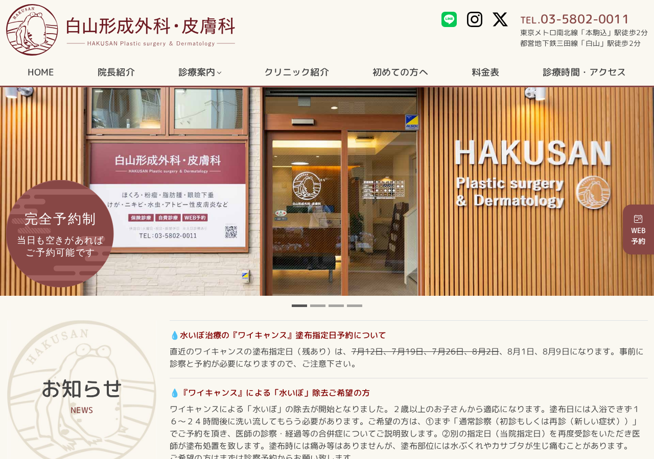 白山形成外科・皮膚科 公式サイトTOPページ