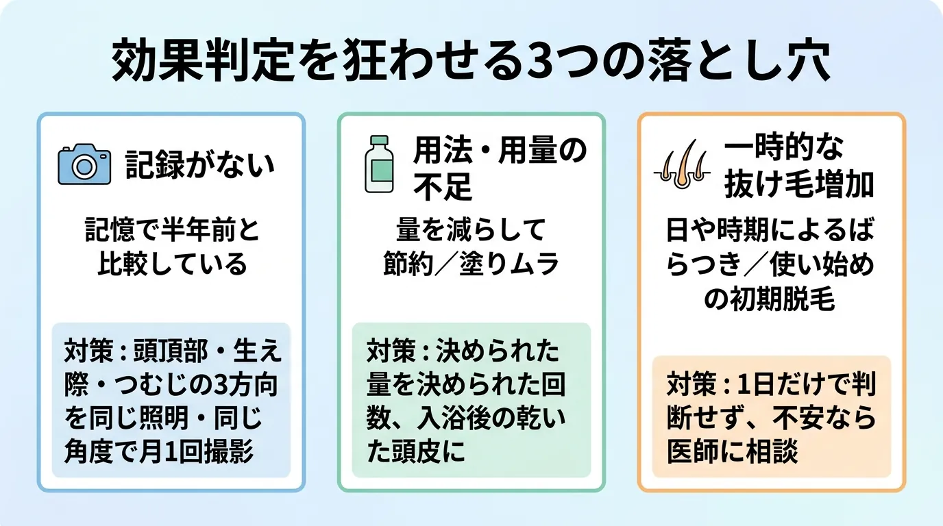 効果判定を狂わせる3つの落とし穴