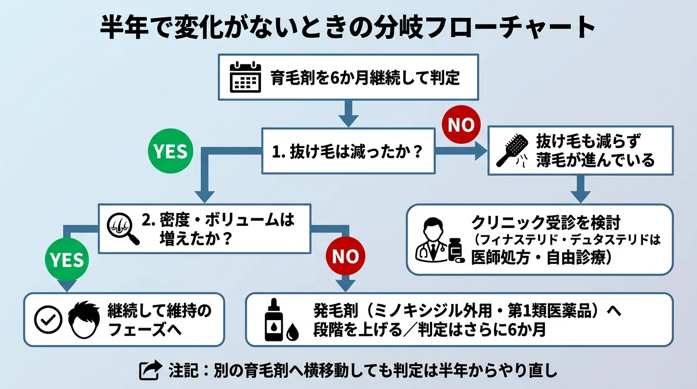 半年で変化がないときの分岐フローチャート