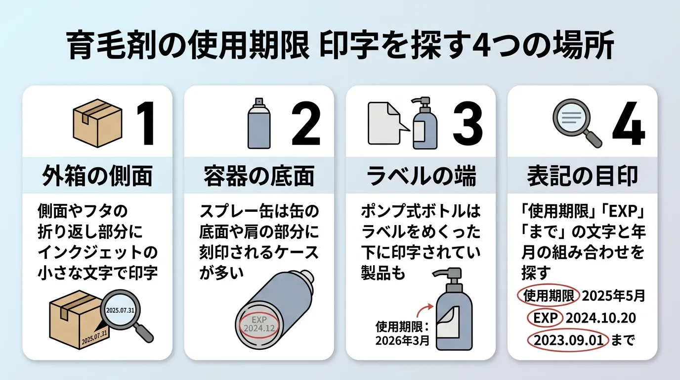 育毛剤の使用期限 印字を探す4つの場所