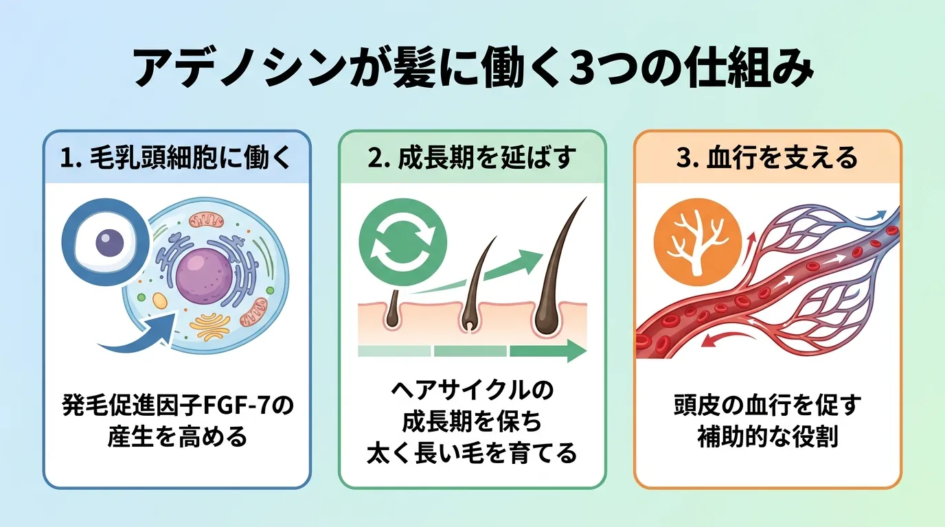 アデノシンが髪に働く3つの仕組み