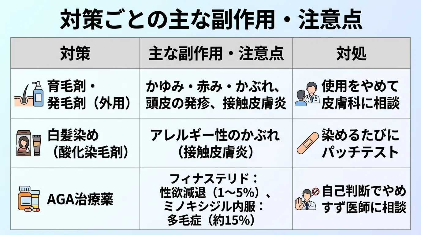 対策ごとの主な副作用・注意点