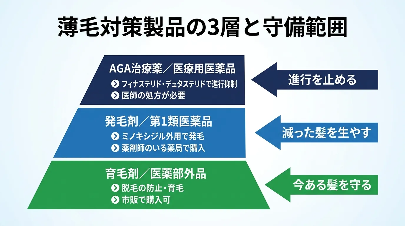 薄毛対策製品の3層と守備範囲