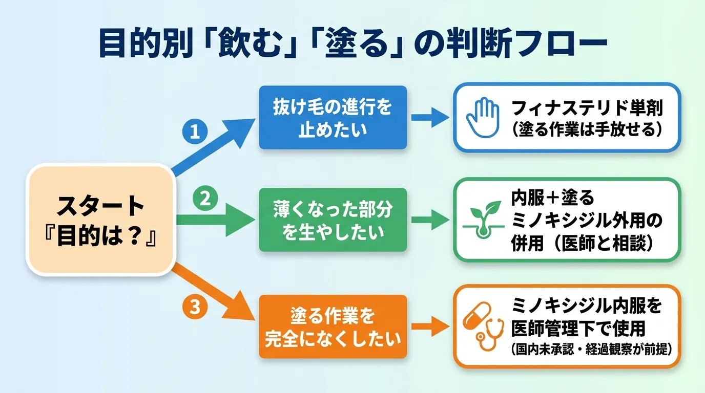 目的別「飲む」「塗る」の判断フロー