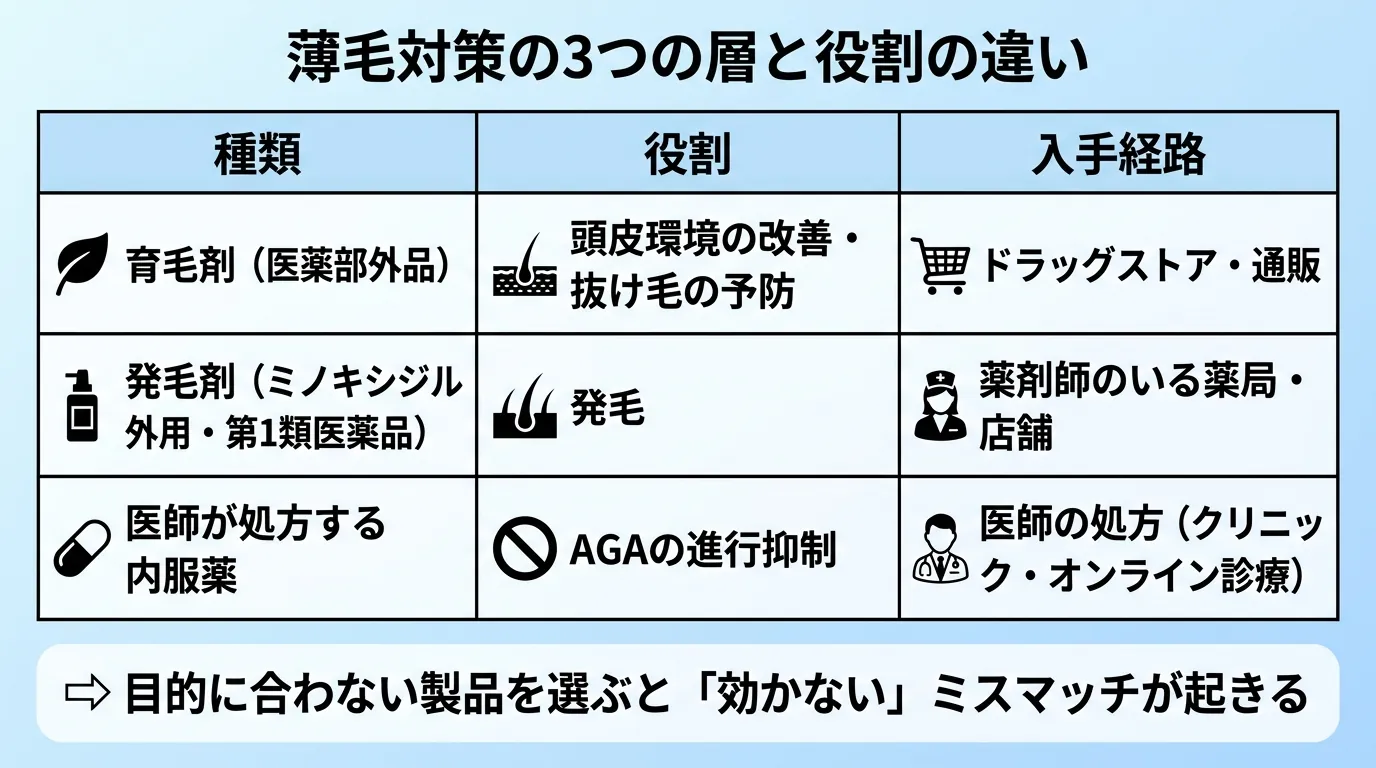 薄毛対策の3つの層と役割の違い