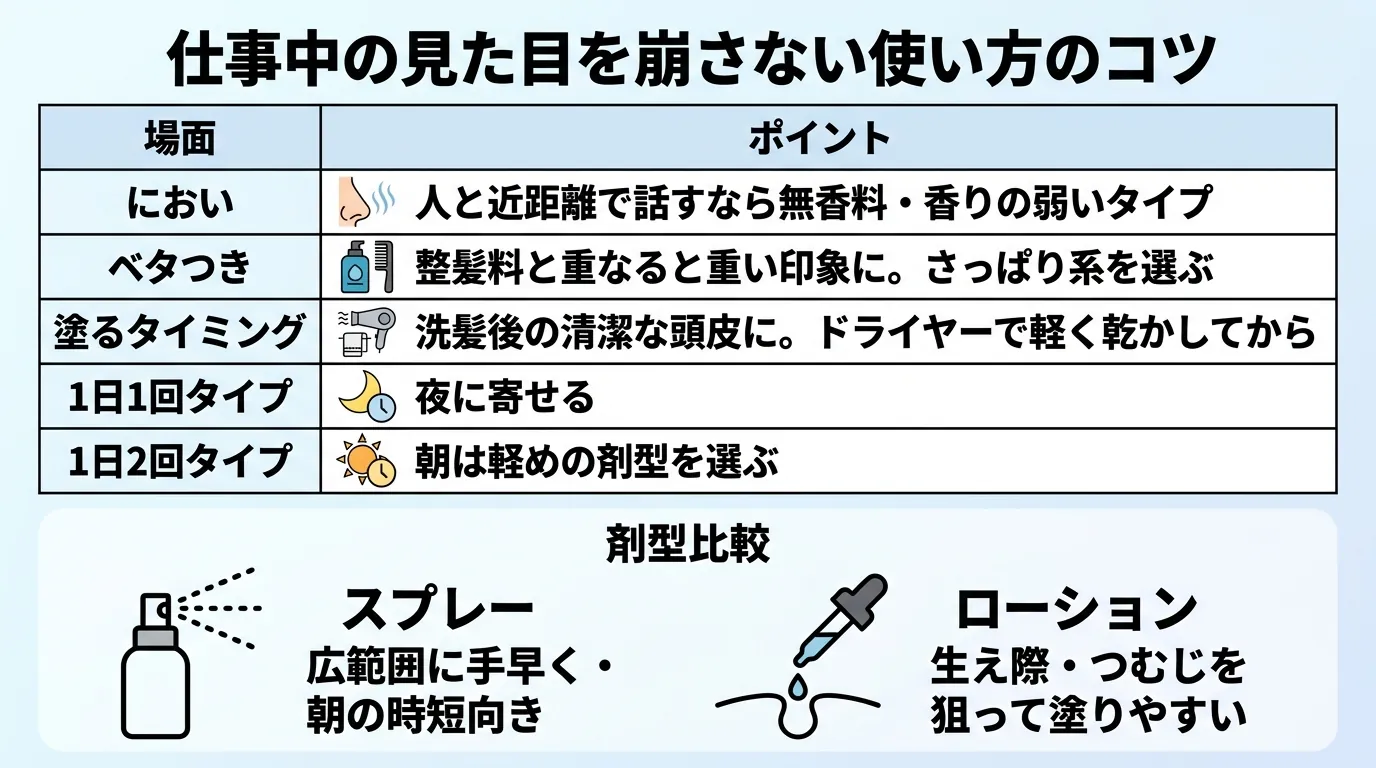 仕事中の見た目を崩さない使い方のコツ