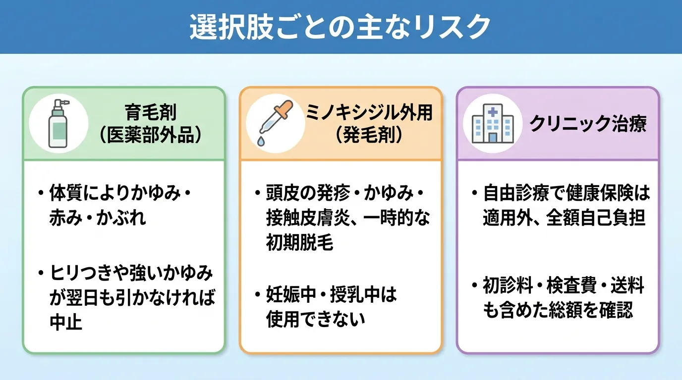 選択肢ごとの主なリスク