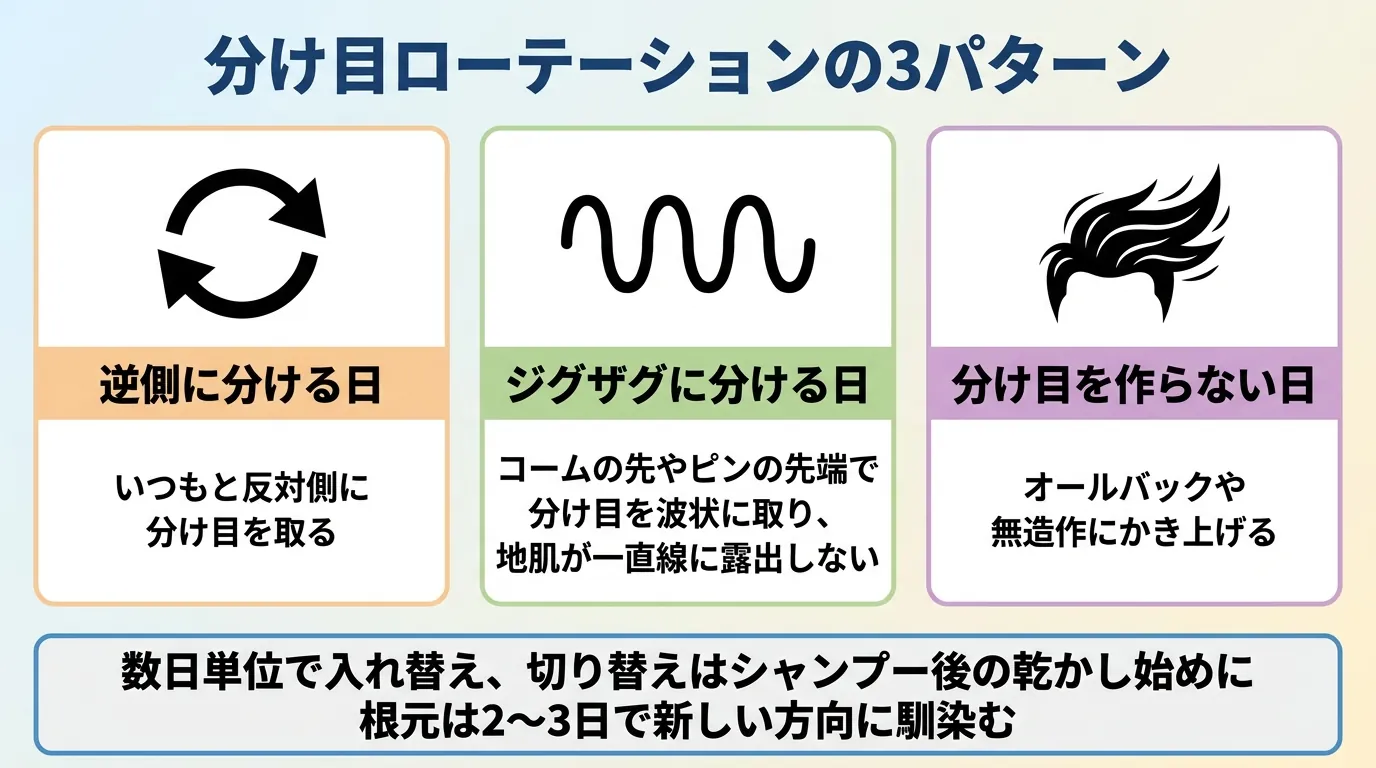 分け目ローテーションの3パターン
