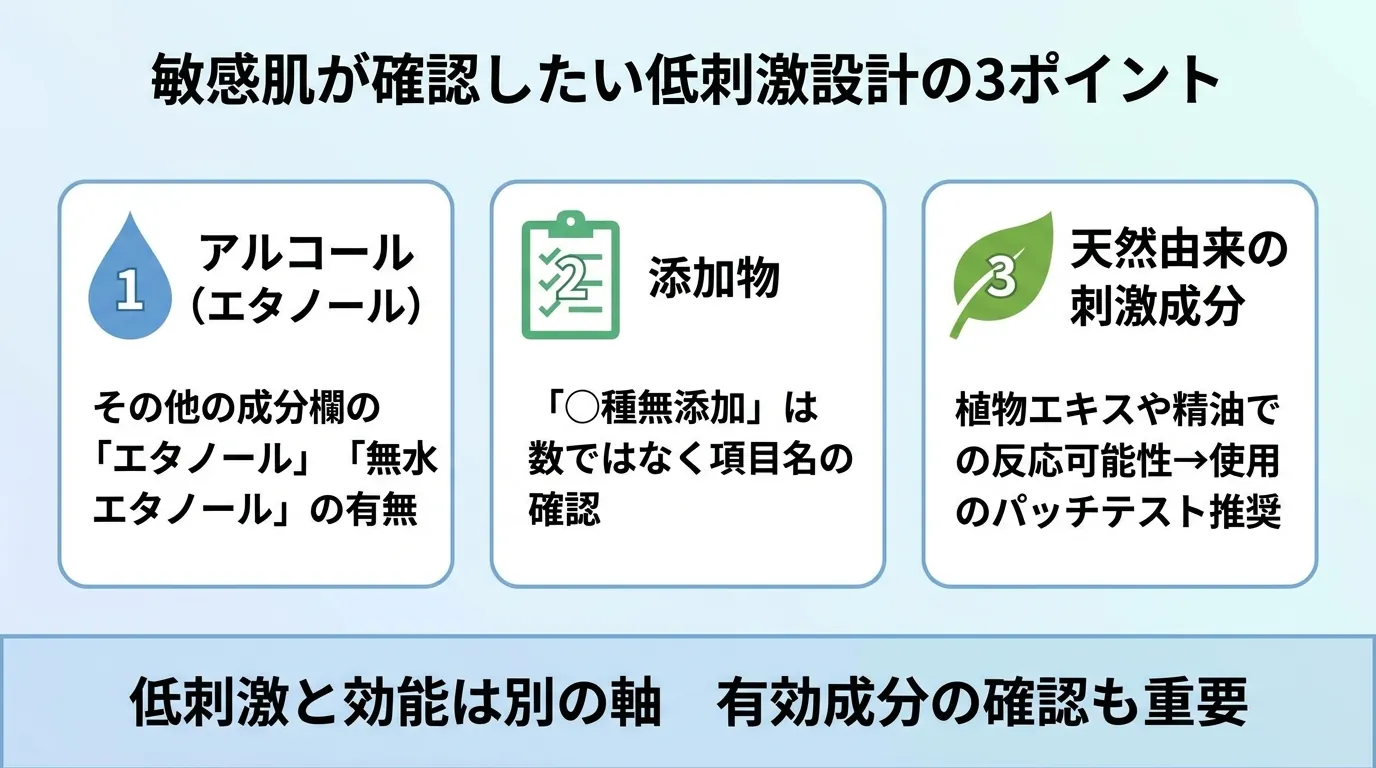 敏感肌が確認したい低刺激設計の3ポイント