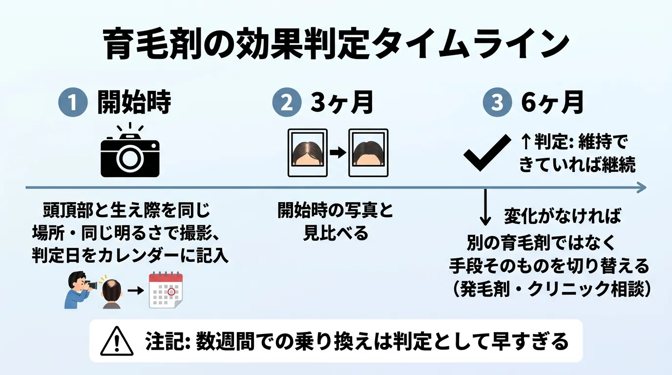 育毛剤の効果判定タイムライン