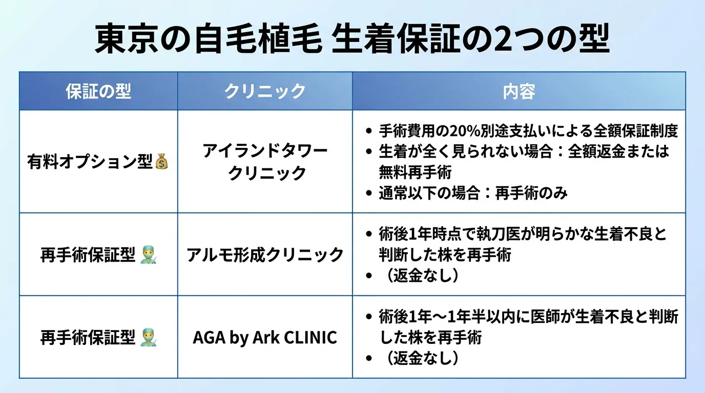 東京の自毛植毛 生着保証の2つの型