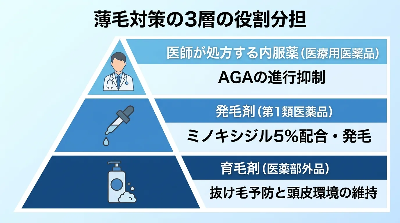 薄毛対策の3層の役割分担