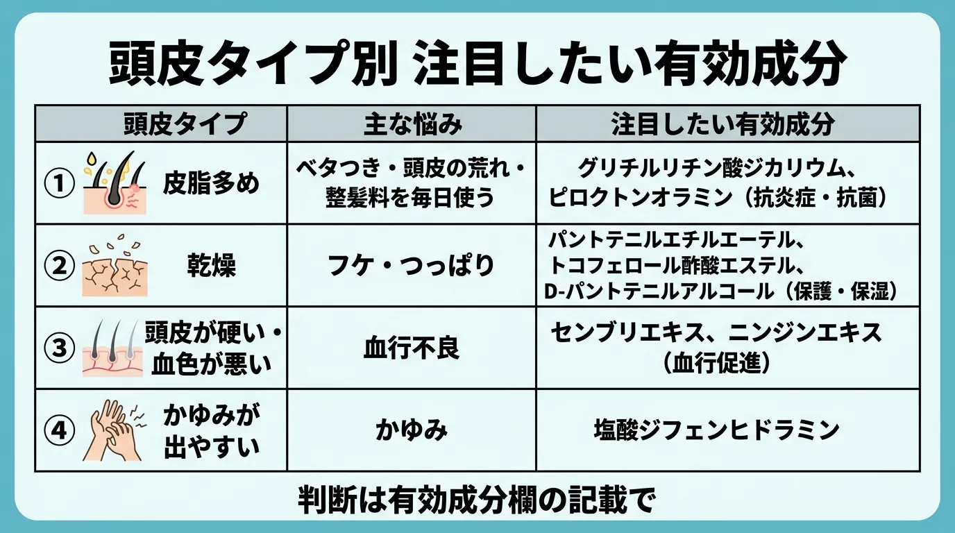 頭皮タイプ別 注目したい有効成分